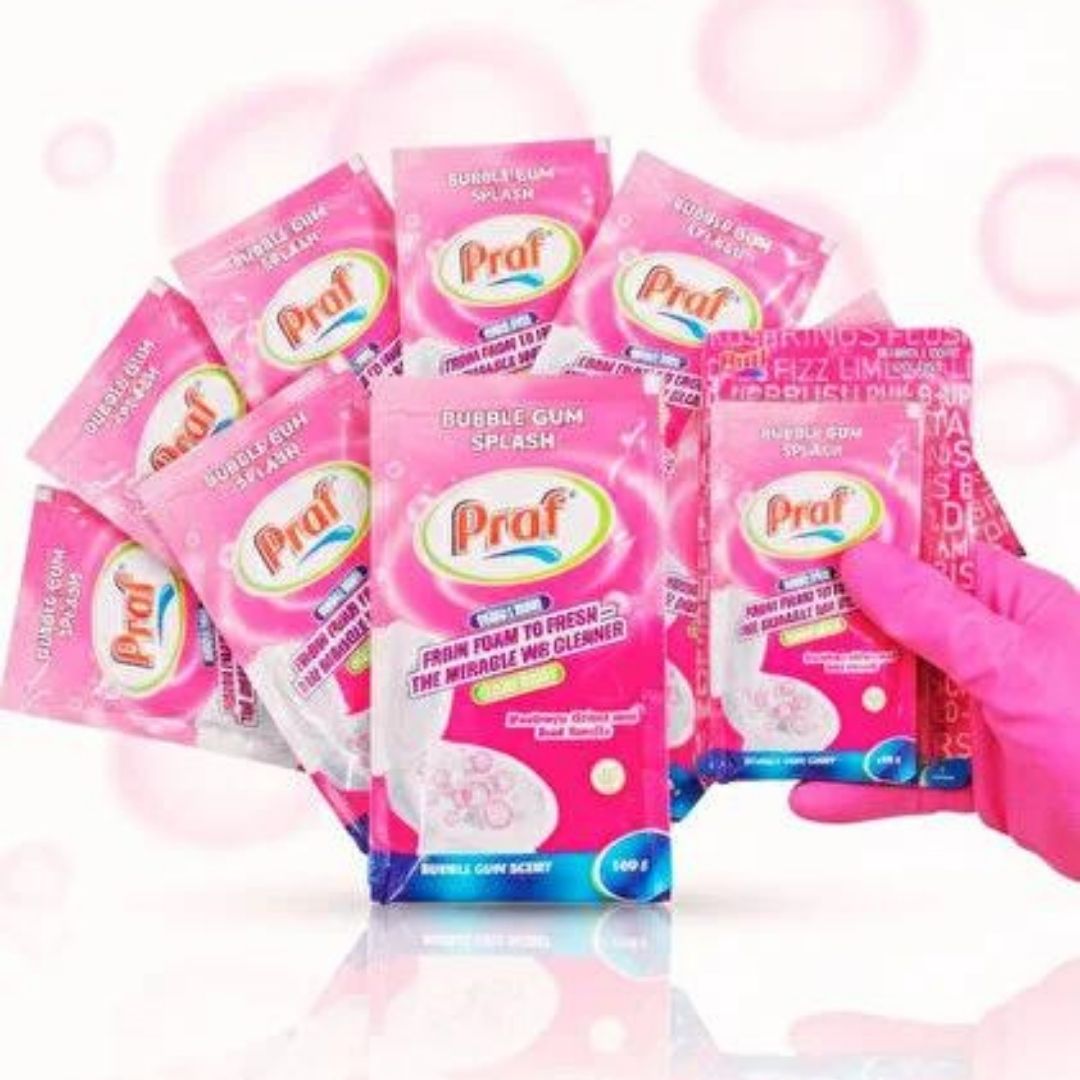 Praf Klozet Temizleyici 5'li paket Bubble Gum Splash – Güçlü Temizlik & Kalıcı Ferahlık